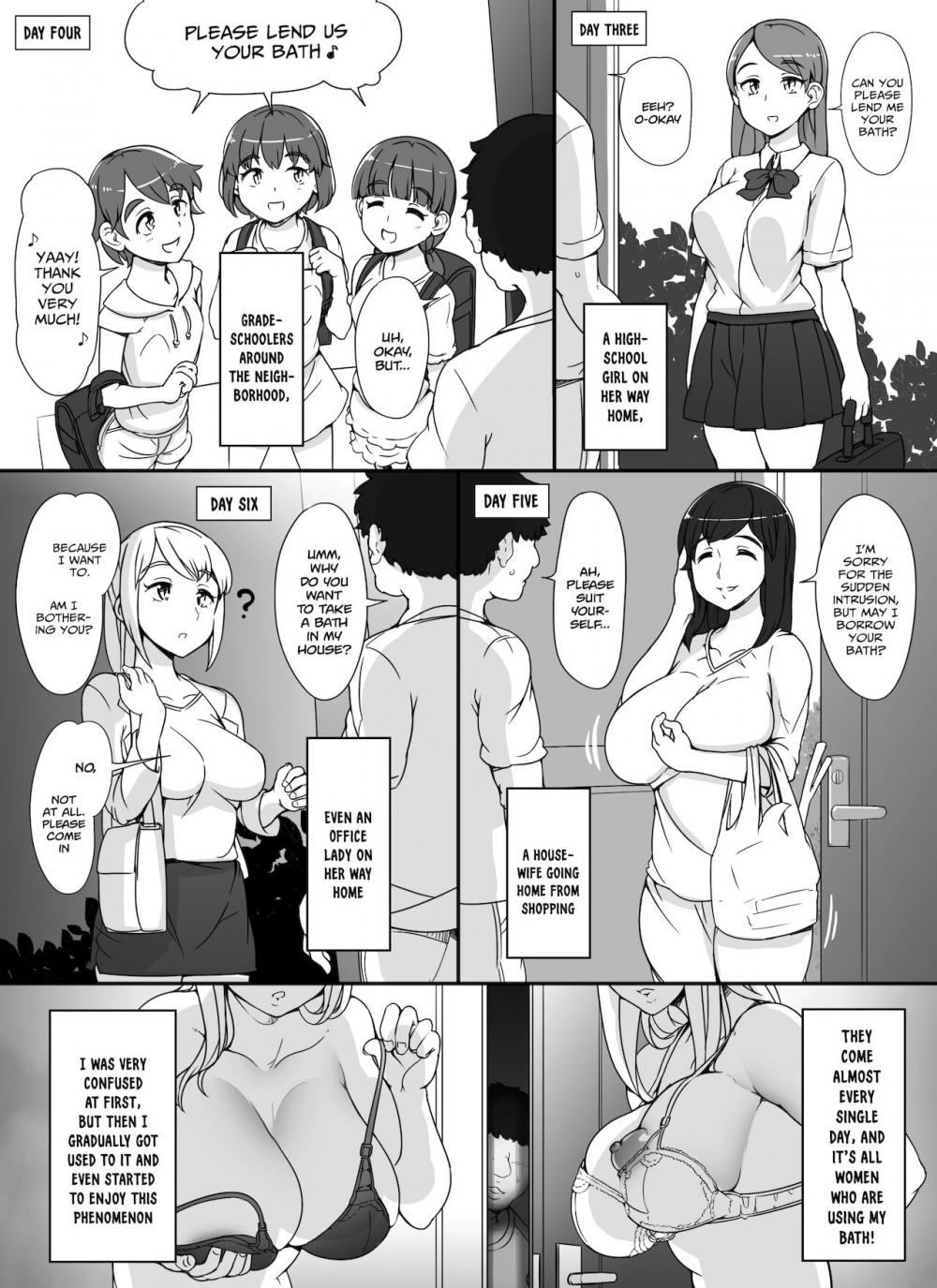 Hentai Manga Comic-Kinjo no Onnatachi ga Nazeka Ore no Ie no Furo ni Hairi ni Kuru Ken-Chapter 1-5